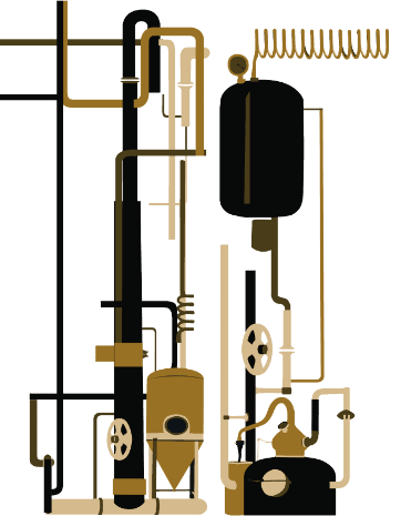 Illustration du processus de brassage de la bière, côté droit.