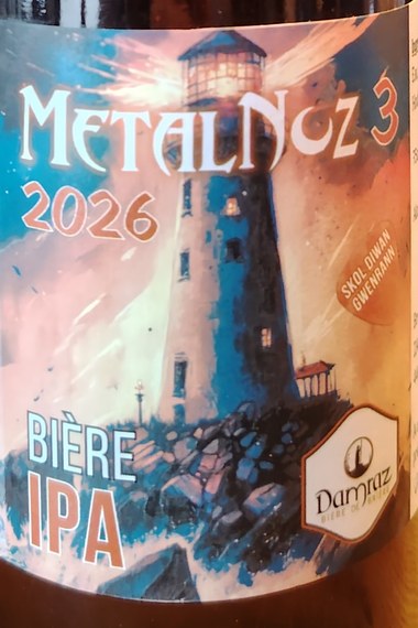 Étiquette personnalisée MetalNoz 3, bière IPA.